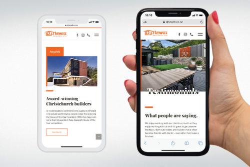 DJ Hewitt Builders website - mobile design