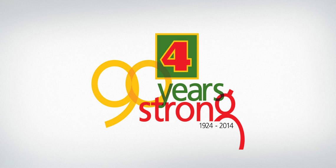 Four Square 90 Years Strong - Campaign Logo