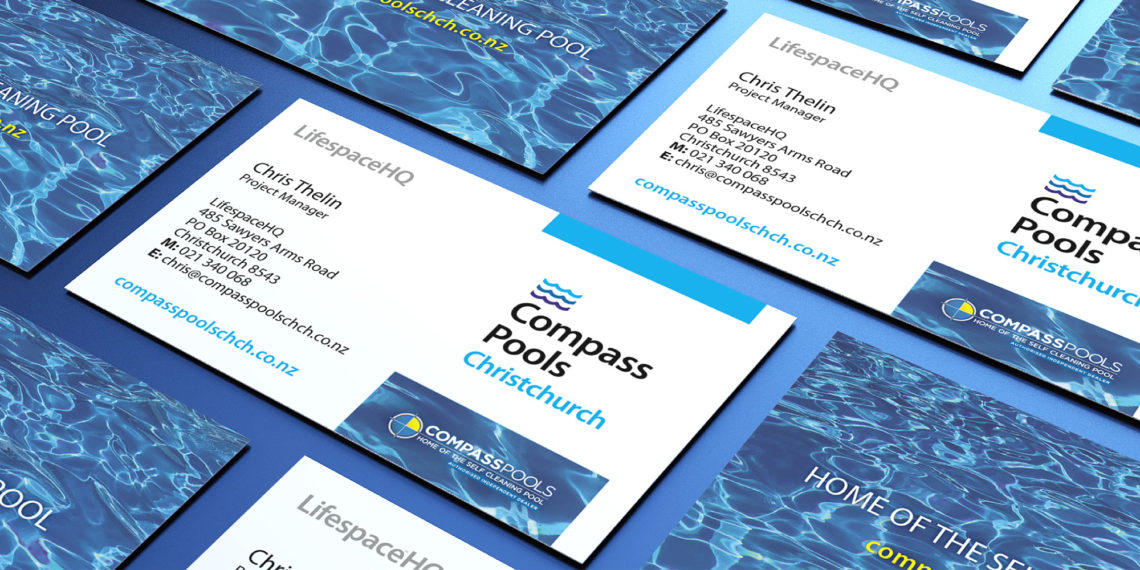 Compass Pools Brand Identity Business Cards